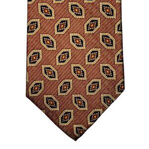 Vintage Burberrys of London Necktie Multicolor Geometric Silk Hand Sewn in USA
